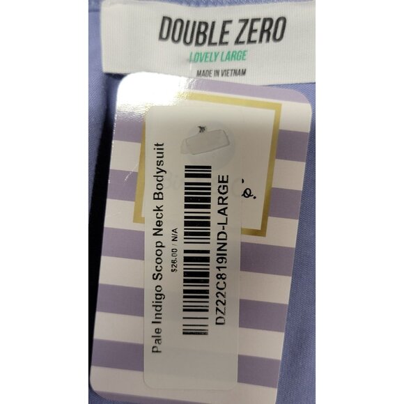 Double Zero Bodysuit  Pale Indigo Scoop Neck Womens Size L Cotton/Spandex - Picture 8 of 8